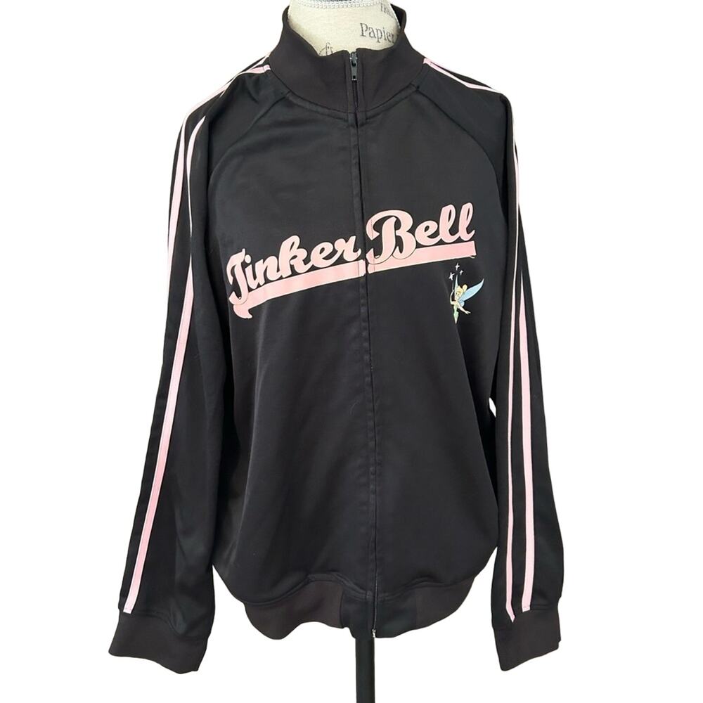 Disney store tinkerbell pink black athletic full zip jacket women’s size xxl